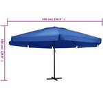 vidaXL Parasol d'extérieur avec mât en aluminium 600 cm Bleu azuré