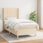 vidaXL Sommier à lattes de lit avec matelas Crème 100x200 cm Tissu