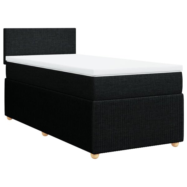 vidaXL Sommier à lattes de lit et matelas Noir 80x200 cm Tissu