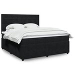 vidaXL Sommier à lattes de lit avec matelas Noir 180x200 cm Velours