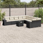 vidaXL Salon de jardin 11 Pièces avec coussins noir résine tressée