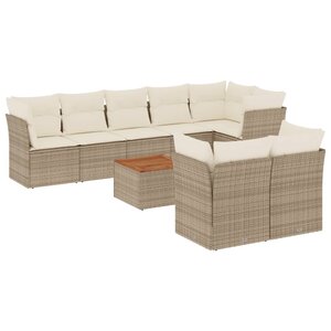 vidaXL Salon de jardin avec coussins 9 Pièces beige résine tressée