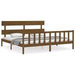 vidaXL Cadre de lit avec tête de lit marron miel 200x200cm bois massif