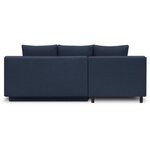 Canapé d'angle gauche convertible MIKA 3 places - Tissu bleu foncé - Coffre de rangement - 218 x 98/145 x 84 cm
