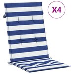 vidaXL Coussins de chaise à dossier haut 4Pièces rayures bleu/blanc tissu