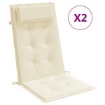 vidaXL Coussins de chaise à dossier haut lot de 2 crème tissu oxford