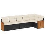 vidaXL Salon de jardin 6 Pièces avec coussins noir résine tressée