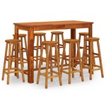 vidaXL Ensemble de bar de jardin 9 Pièces Bois d'acacia solide