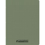 Cahier recyclé et recyclable  96 pages seyès 90 g  couverture polypropylène vert  format 24 x 32 cm CONQUERANT