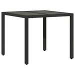 vidaXL Ensemble à manger de jardin et coussins 3 Pièces noir rotin verre