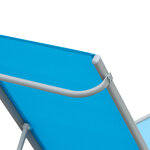 Bain de soleil transat - chaise longue - design contemporain - dossier inclinable multi-positions - métal époxy textilène bleu ciel - dim. 170 x 58 x 97 cm