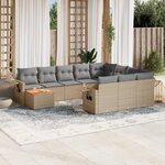 vidaXL Salon de jardin et coussins 11 Pièces mélange beige résine tressée