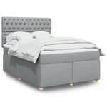 vidaXL Sommier à lattes de lit avec matelas Gris clair 140x200cm Tissu