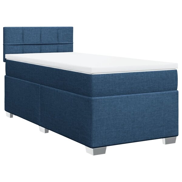 vidaXL Sommier à lattes de lit avec matelas Bleu 90x190 cm Tissu