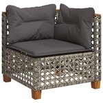 vidaXL Salon de jardin 11 Pièces avec coussins gris résine tressée