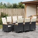 vidaXL Ensemble de salle à manger de jardin 9 pièces avec coussins noir rattan PE