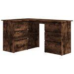 Bureau table poste de travail meuble d'ordinateur informatique étude d'angle chêne fumé 145 x 100 x 76 cm bois d'ingénierie brun 02_0023672