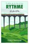 Carte Heureux Anniversaire - 1 An de Plus - Enveloppe - Mini Posters Format 17x11 5cm - Profite de la Vie - Escapade Voyage Train Pont Paysage Rétro Vintage - Fabriquée en France