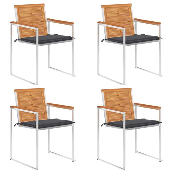 vidaXL Chaises de jardin 4 Pièces avec coussins Bois d'acacia massif