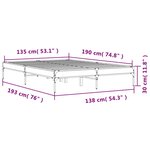 vidaXL Cadre de lit sonoma gris 135x190 cm bois d'ingénierie et métal