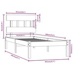 vidaXL Cadre de lit Noir Bois massif 75x190 cm Petit simple