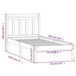 vidaXL Cadre de lit Noir 75x190 cm Petit simple Bois massif