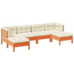 vidaXL Salon de jardin 6 Pièces avec coussins cire marron bois pin massif