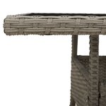 vidaXL Table de jardin avec dessus en verre gris clair résine tressée