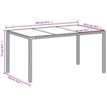 vidaXL Table de jardin avec dessus en verre blanc résine tressée