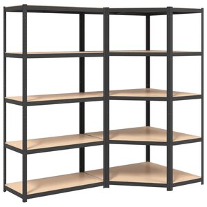 vidaXL Étagère à 2 niveaux 5 Pièces Gris Acier et bois ingénierie