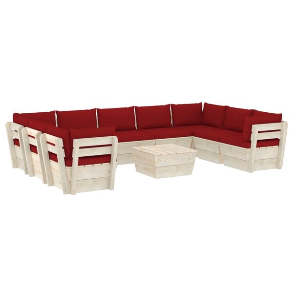vidaXL Salon de jardin palette 10 Pièces avec coussins bois d'épicéa