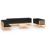 vidaXL Salon de jardin 9 Pièces avec coussins Bois de pin massif