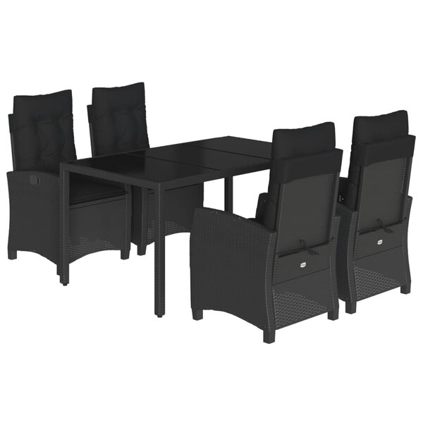 vidaXL Ensemble à manger de jardin coussins 5Pièces Noir Résine tressée