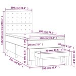 vidaXL Sommier à lattes de lit avec matelas Gris foncé 100x200cm Tissu