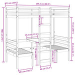 vidaXL Lit mezzanine avec bureau et chaises brun cire 80x200 cm pin