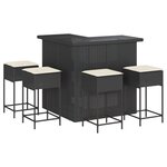 vidaXL Ensemble de bar de jardin 5 Pièces avec coussins noir poly rotin