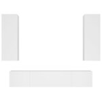 vidaXL Ensemble de meubles TV 4 Pièces Blanc Bois d'ingénierie