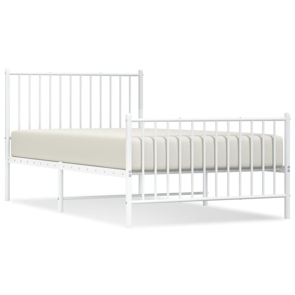 vidaXL Cadre de lit métal avec tête de lit/pied de lit blanc 100x190cm
