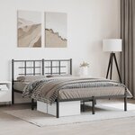 vidaXL Cadre de lit métal avec tête de lit noir 135x190 cm