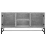 vidaXL Meuble TV avec portes en verre gris béton 102x37x50 cm