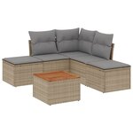 vidaXL Salon de jardin avec coussins 6 Pièces beige résine tressée