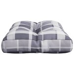 vidaXL Coussin de palette motif à carreaux gris 60x40x12 cm tissu