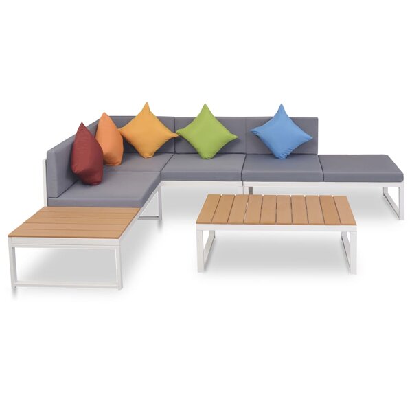 vidaXL Salon de jardin 4 Pièces avec coussins Aluminium et WPC