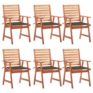 vidaXL Chaises à manger d'extérieur lot de 6 et coussins Acacia massif