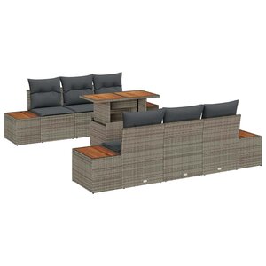 vidaXL Ensemble de salle à manger pour jardin 7 Pièces Gris et marron