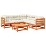 vidaXL Salon de jardin 6 Pièces avec coussins cire marron bois pin massif