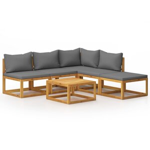 vidaXL Salon de jardin 6 Pièces avec coussin Bois d'acacia solide