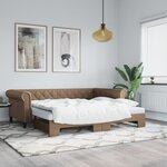 vidaXL Lit de jour avec lit gigogne cappuccino 90x200 cm similicuir