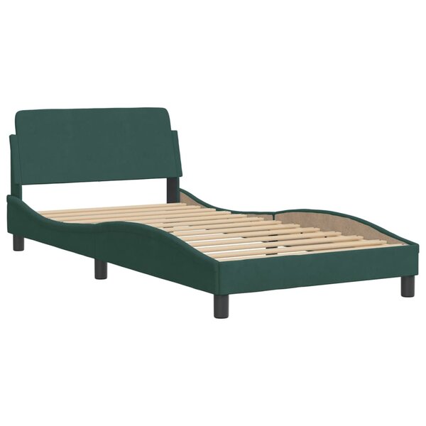 vidaXL Cadre de lit avec tête de lit Vert foncé 100x200 cm Velours