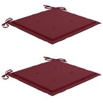 vidaXL Chaises de jardin lot de 2 avec coussins bordeaux Teck massif